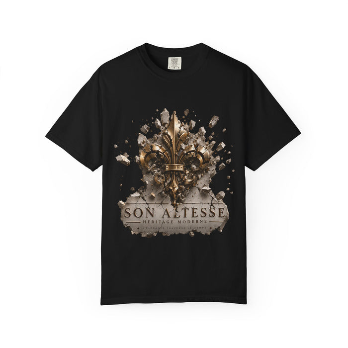 Fleur-de-Lis 'Son Altesse' Grafik-T-Shirt — Vintage Royal Emblem T-Shirt