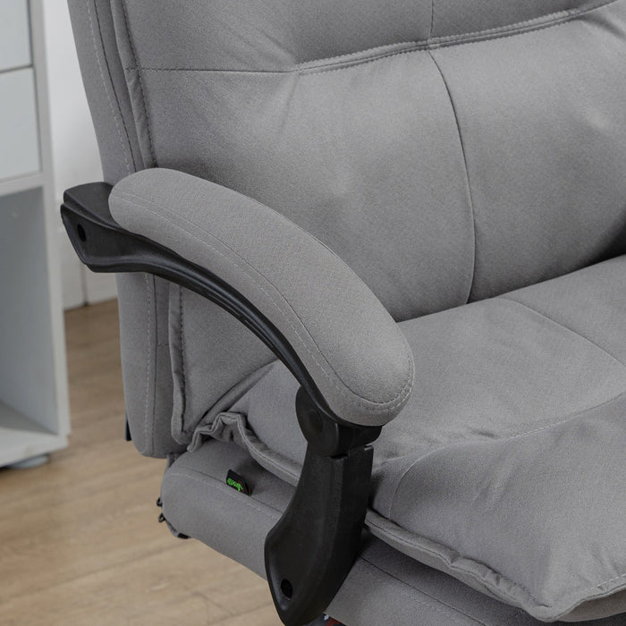 Fauteuil de bureau massant et chauffant, chaise de bureau, hauteur réglable, dossier inclinable, gris