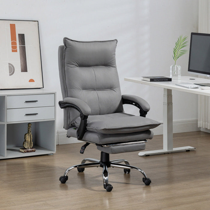 Fauteuil de bureau massant et chauffant, chaise de bureau, hauteur réglable, dossier inclinable, gris
