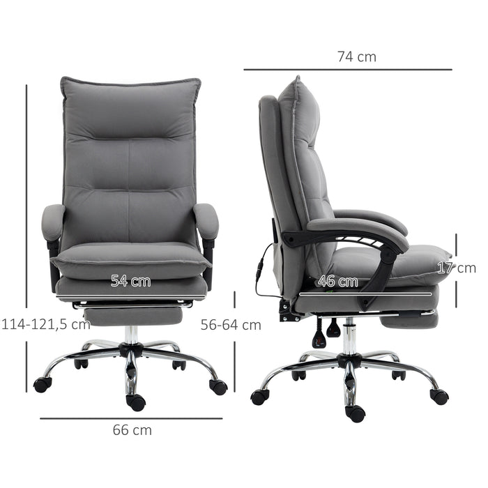 Fauteuil de bureau massant et chauffant, chaise de bureau, hauteur réglable, dossier inclinable, gris