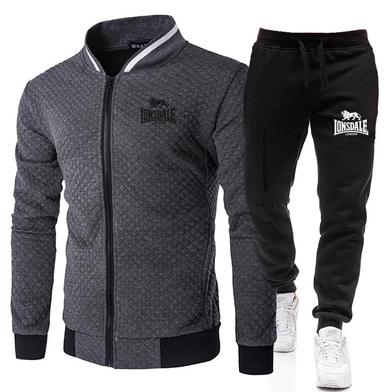 LONSDALE printemps et automne hommes mode rue col montant ensemble veste, extérieur décontracté poche fermeture éclair hommes ensemble de Baseball