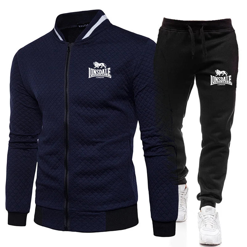 LONSDALE printemps et automne hommes mode rue col montant ensemble veste, extérieur décontracté poche fermeture éclair hommes ensemble de Baseball