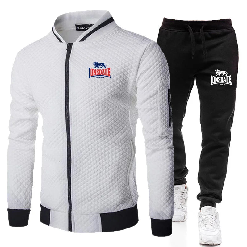 LONSDALE printemps et automne hommes mode rue col montant ensemble veste, extérieur décontracté poche fermeture éclair hommes ensemble de Baseball