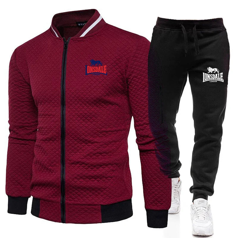 LONSDALE printemps et automne hommes mode rue col montant ensemble veste, extérieur décontracté poche fermeture éclair hommes ensemble de Baseball