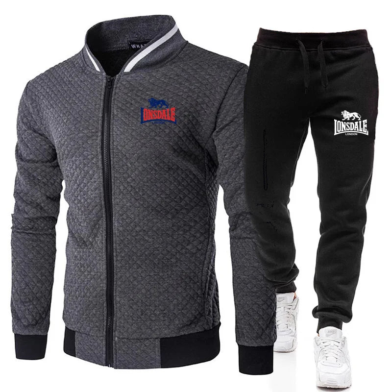LONSDALE printemps et automne hommes mode rue col montant ensemble veste, extérieur décontracté poche fermeture éclair hommes ensemble de Baseball