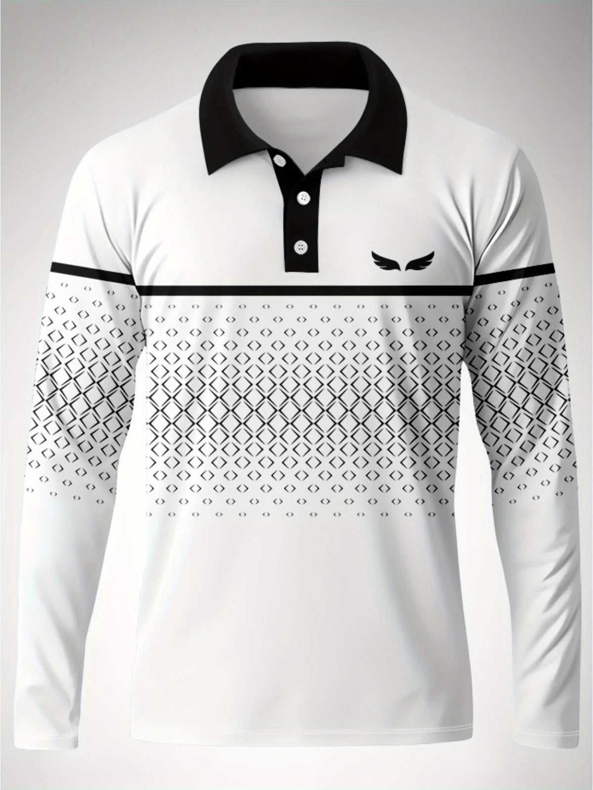 La nouvelle chemise POLO à manches longues pour hommes pour le printemps et l'automne 2025 présente une mode de rue et un confort avec une impression de motifs 3D