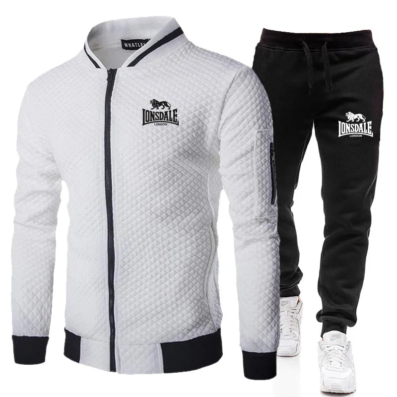 LONSDALE printemps et automne hommes mode rue col montant ensemble veste, extérieur décontracté poche fermeture éclair hommes ensemble de Baseball