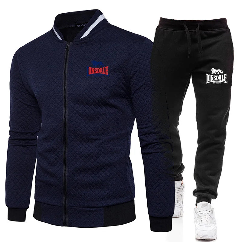 LONSDALE printemps et automne hommes mode rue col montant ensemble veste, extérieur décontracté poche fermeture éclair hommes ensemble de Baseball
