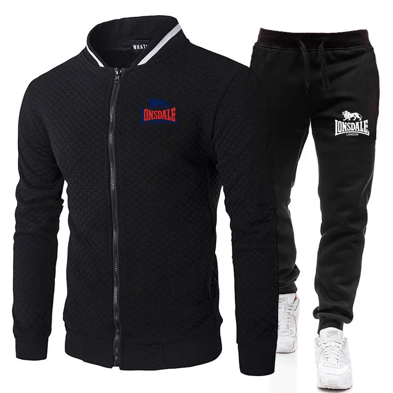 LONSDALE printemps et automne hommes mode rue col montant ensemble veste, extérieur décontracté poche fermeture éclair hommes ensemble de Baseball