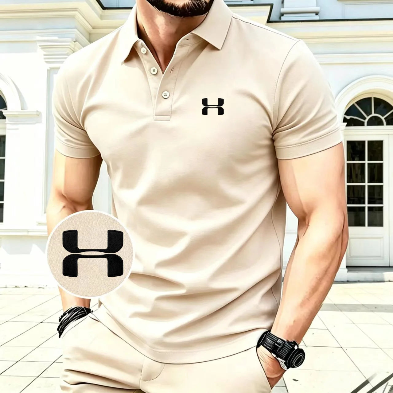Polo brodé pour homme, collection été 2026, haut de gamme, confortable, à manches courtes, idéal pour le golf
