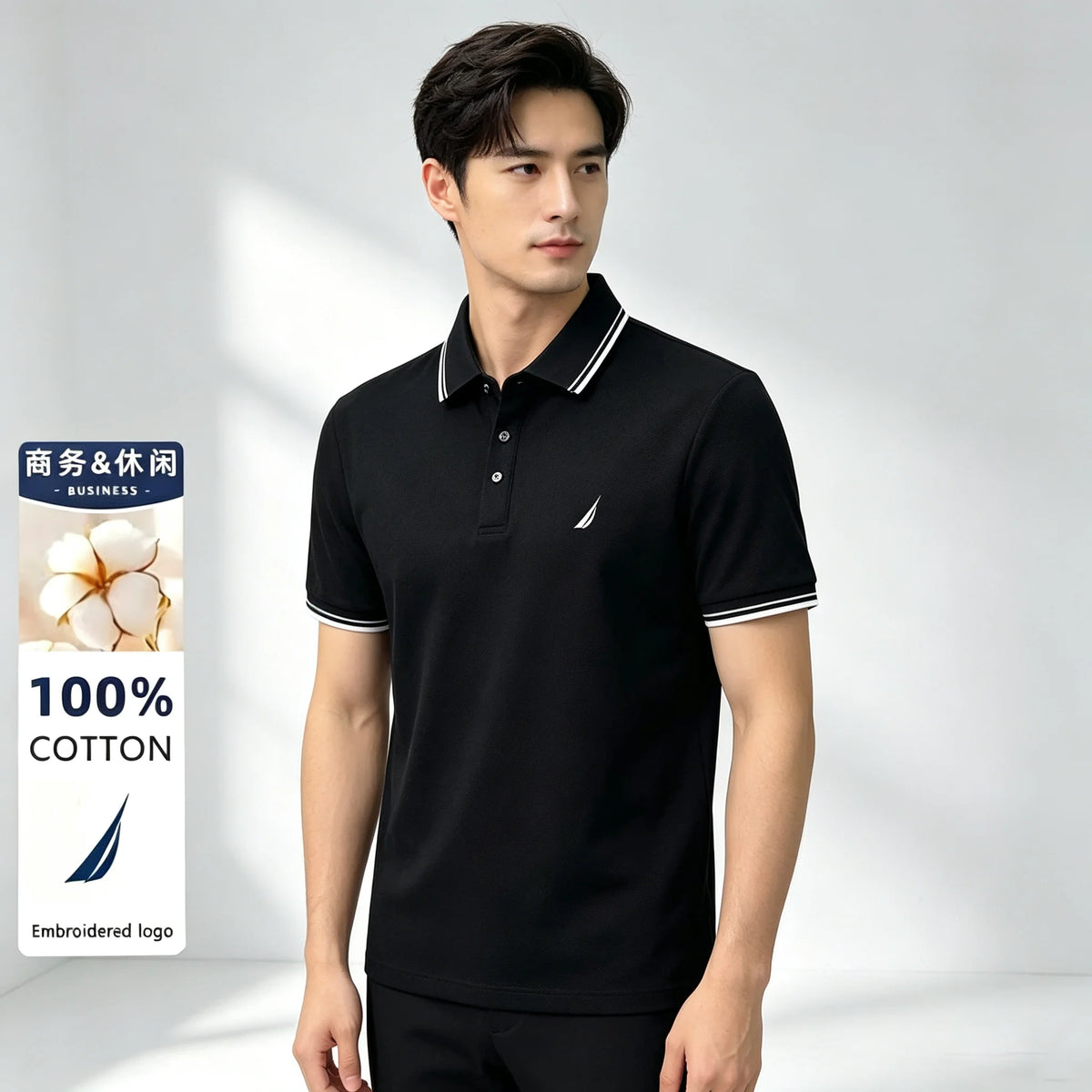 Polo décontracté pour homme Nautica brodé, haut d'été en coton pur de haute qualité, t-shirt à manches courtes, vêtements pour homme.