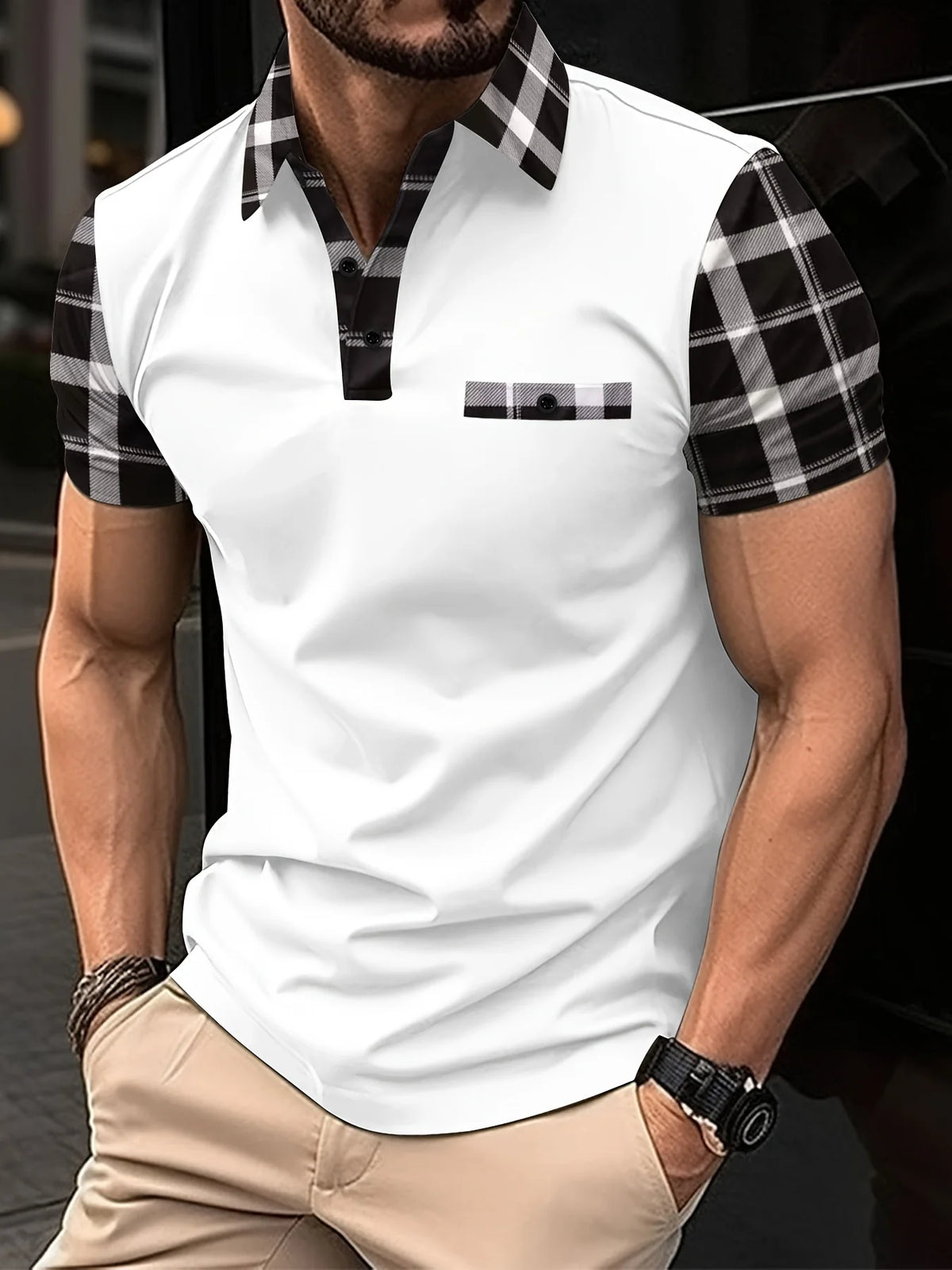La nouvelle chemise POLO à manches courtes pour hommes d'été 2025 présente une impression de motifs rayés 3D décontractés à la mode et respirants