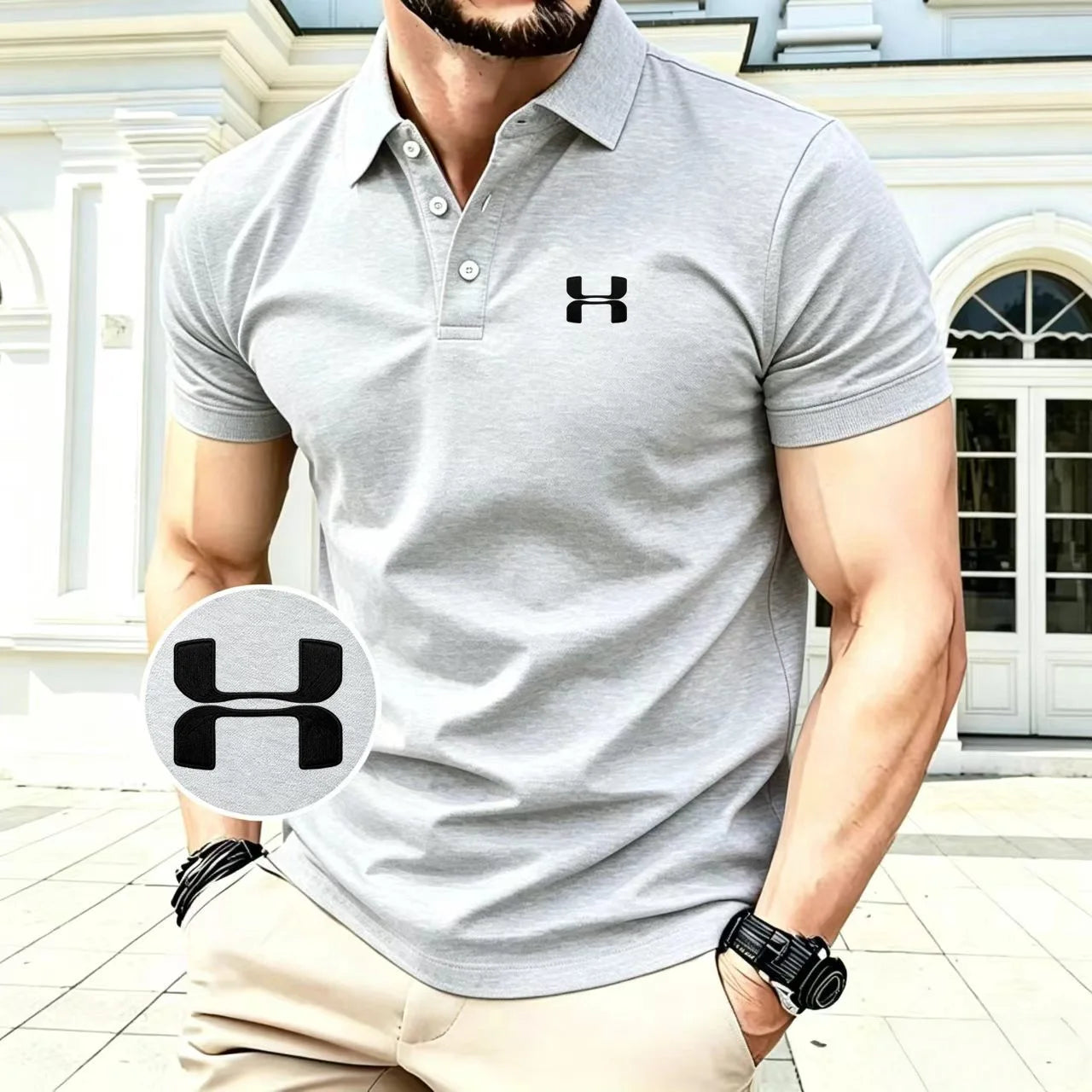 Polo brodé pour homme, collection été 2026, haut de gamme, confortable, à manches courtes, idéal pour le golf